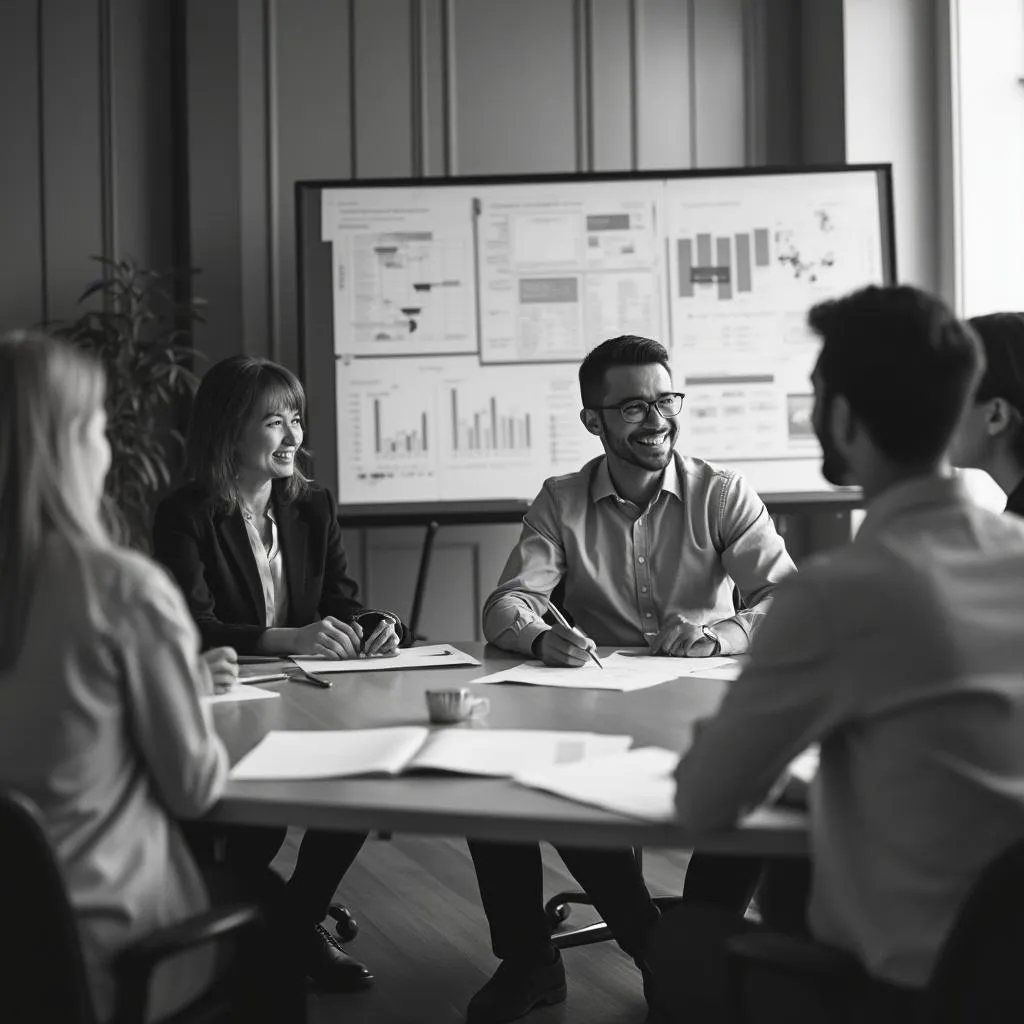 Equipo en sesión de planificación estratégica